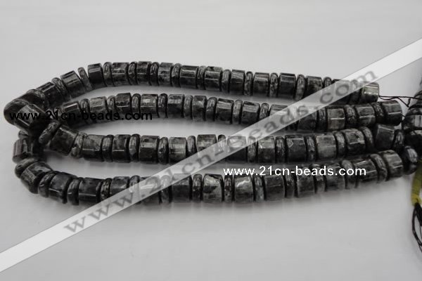 CRB160 15.5 inches 5*14mm & 10*14mm rondelle black labradorite beads