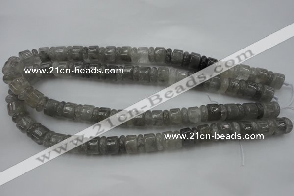 CRB178 15.5 inches 4*12mm – 8*12mm rondelle cloudy quartz beads