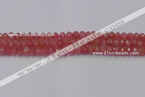 CRB1801 15.5 inches 5*8mm faceted rondelle strawberry quartz beads