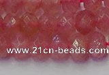 CRB1802 15.5 inches 6*10mm faceted rondelle strawberry quartz beads