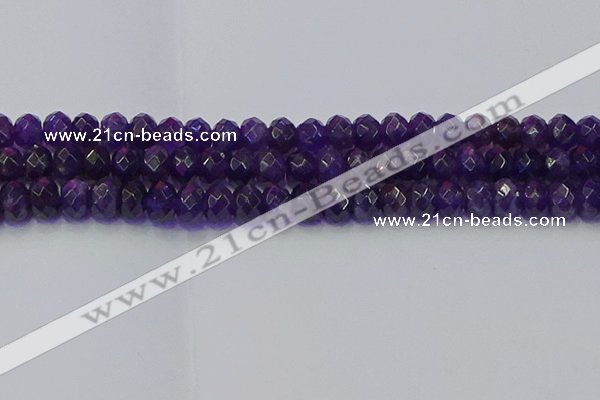 CRB1806 15.5 inches 6*10mm faceted rondelle amethyst beads