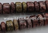 CRB181 15.5 inches 5*14mm – 10*14mm rondelle red artistic jasper beads