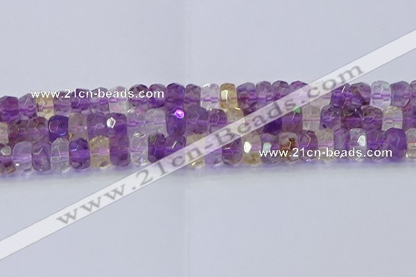 CRB1810 15.5 inches 6*12mm faceted rondelle ametrine beads