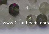 CRB1814 15.5 inches 6*10mm faceted rondelle green rutilated quartz beads