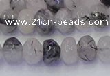 CRB1817 15.5 inches 5*8mm faceted rondelle black rutilated quartz beads