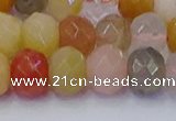 CRB1822 15.5 inches 6*10mm faceted rondelle mixed rutilated quartz beads