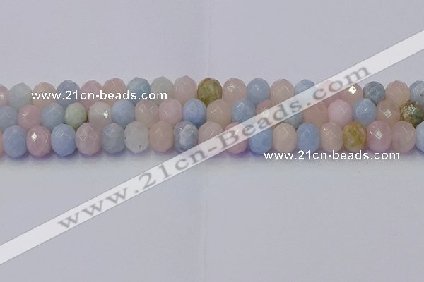 CRB1830 15.5 inches 6*10mm faceted rondelle morganite beads