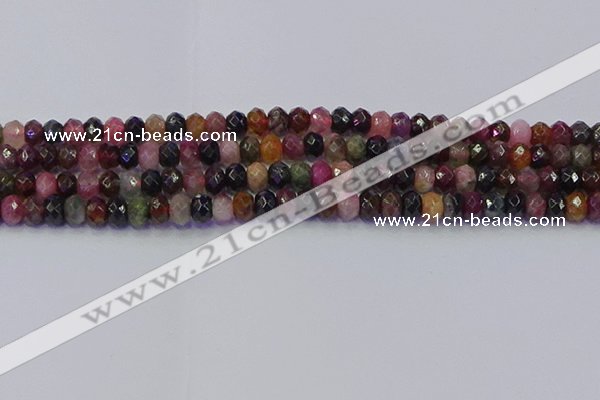 CRB1832 15.5 inches 4*6mm faceted rondelle tourmaline beads