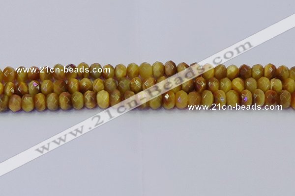 CRB1837 15.5 inches 5*8mm faceted rondelle golden tiger eye beads