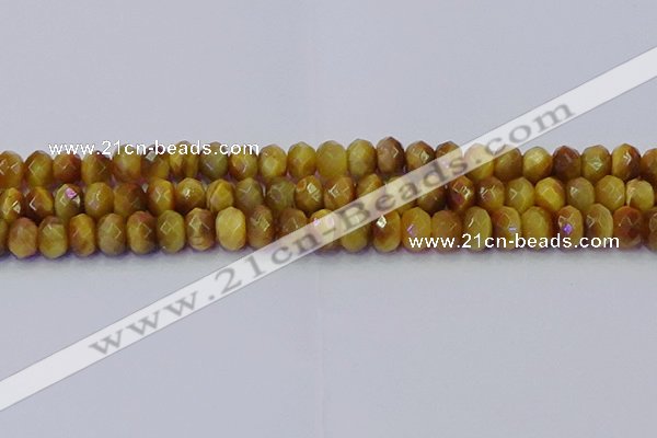 CRB1838 15.5 inches 6*10mm faceted rondelle golden tiger eye beads