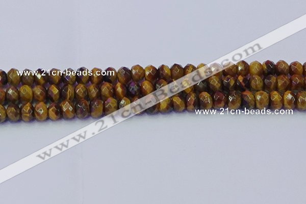 CRB1841 15.5 inches 5*8mm faceted rondelle yellow tiger eye beads