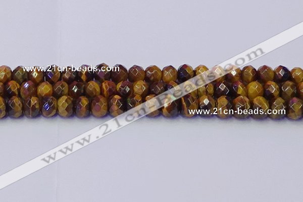 CRB1842 15.5 inches 6*10mm faceted rondelle yellow tiger eye beads