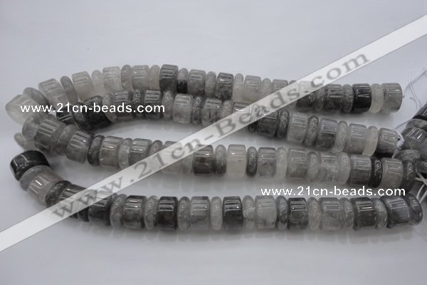 CRB189 15.5 inches 6*16mm – 10*16mm rondelle cloudy quartz beads