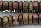 CRB191 15.5 inches 6*16mm – 10*16mm rondelle red artistic jasper beads