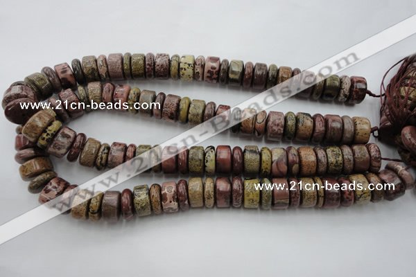 CRB191 15.5 inches 6*16mm – 10*16mm rondelle red artistic jasper beads