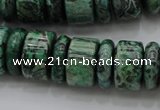 CRB192 15.5 inches 6*16mm – 10*16mm rondelle green picture jasper beads