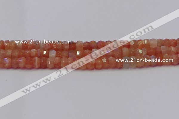 CRB1930 15.5 inches 4*6mm faceted rondelle sunstone beads