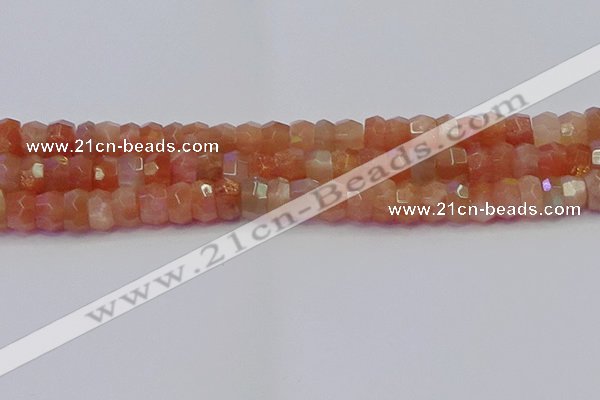 CRB1932 15.5 inches 6*10mm faceted rondelle sunstone beads