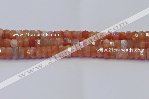 CRB1933 15.5 inches 6*12mm faceted rondelle sunstone beads
