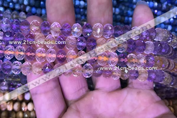 CRB1944 15.5 inches 6*8mm faceted rondelle ametrine beads