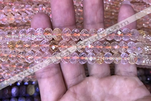 CRB1950 15.5 inches 6*8mm faceted rondelle citrine gemstone beads