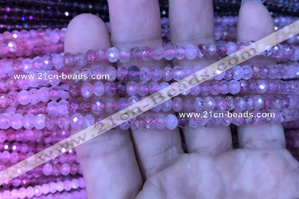 CRB1955 15.5 inches 3.5*5mm faceted rondelle strawberry quartz beads