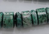 CRB197 15.5 inches 6*18mm – 13*18mm rondelle green picture jasper beads