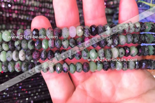 CRB1977 15.5 inches 5*8mm faceted rondelle ruby zoisite beads