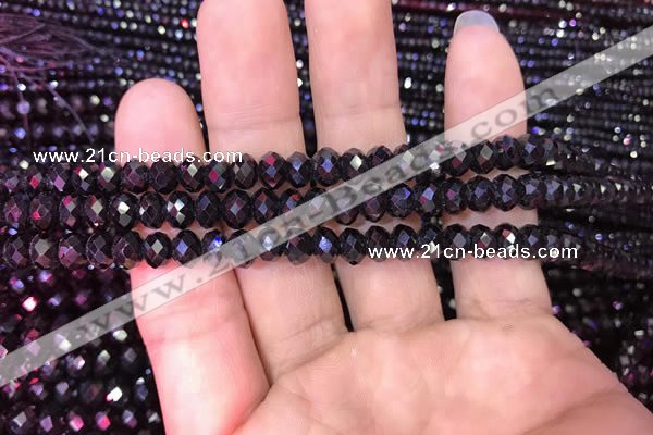 CRB1998 15.5 inches 4*6mm faceted rondelle black spinel beads
