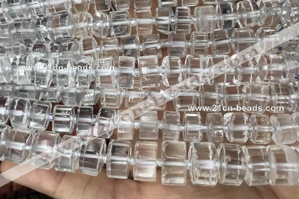 CRB2000 15.5 inches 7mm - 8mm faceted tyre white crystal beads