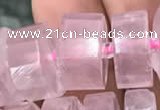 CRB2007 15.5 inches 11mm - 12mm faceted tyre rose quartz beads