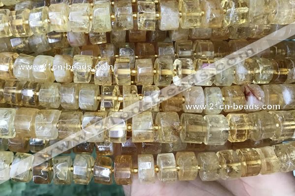 CRB2035 15.5 inches 7mm - 8mm faceted tyre citrine gemstone beads