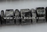 CRB204 15.5 inches 6*18mm - 13*18mm rondelle black labradorite beads