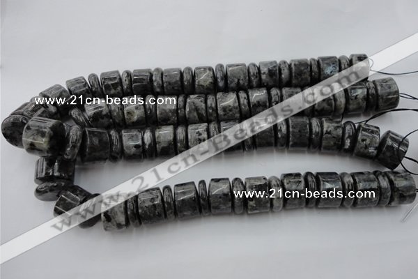 CRB204 15.5 inches 6*18mm - 13*18mm rondelle black labradorite beads