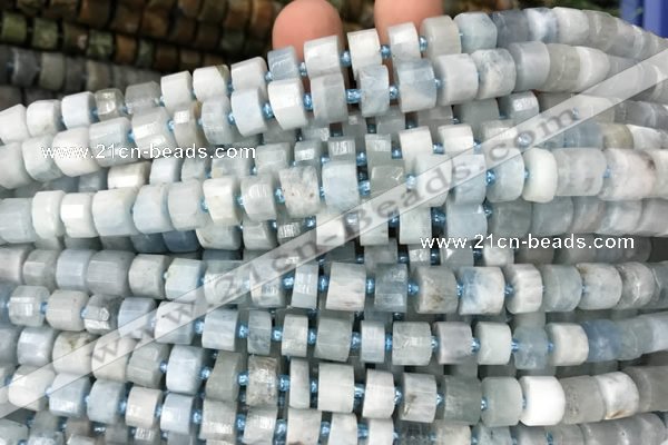 CRB2055 15.5 inches 7mm - 8mm faceted tyre aquamarine beads