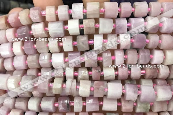 CRB2066 15.5 inches 9mm - 10mm faceted tyre kunzite gemstone beads