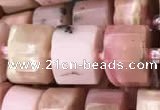 CRB2076 15.5 inches 9mm - 10mm faceted tyre pink opal beads