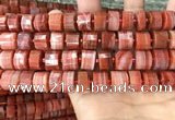 CRB2108 15.5 inches 12mm - 13mm faceted tyre south red agate beads