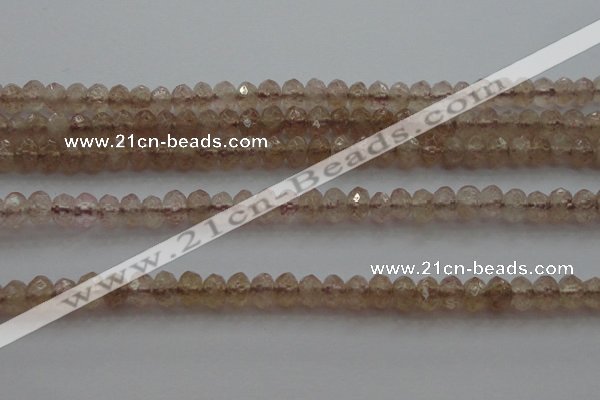 CRB211 15.5 inches 3*4mm faceted rondelle strawberry quartz beads