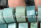 CRB2116 15.5 inches 9mm - 10mm faceted tyre amazonite beads