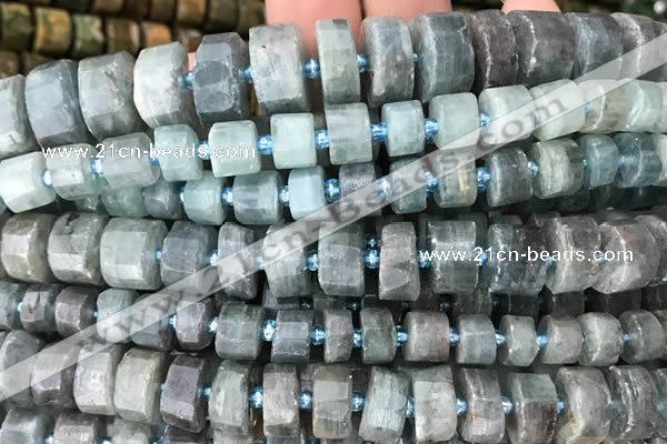 CRB2126 15.5 inches 9mm - 10mm faceted tyre kyanite beads