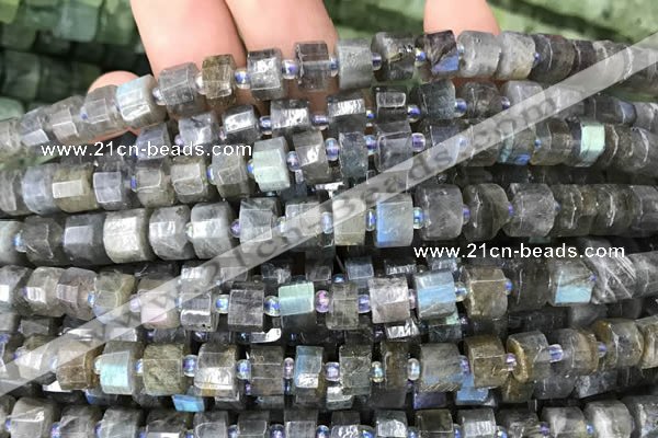 CRB2131 15.5 inches 9mm - 10mm faceted tyre labradorite gemstone beads