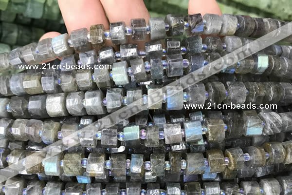 CRB2132 15.5 inches 11mm - 12mm faceted tyre labradorite gemstone beads
