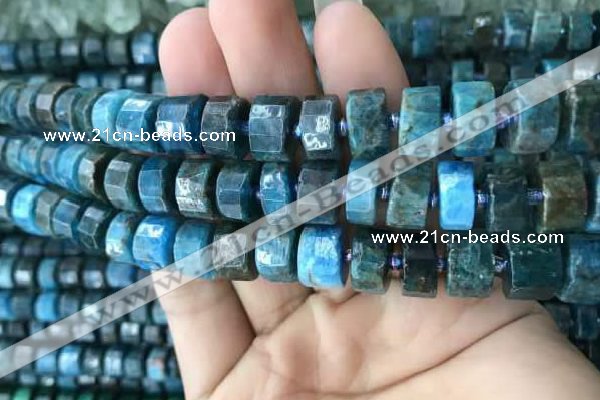 CRB2146 15.5 inches 9mm - 10mm faceted tyre apatite gemstone beads