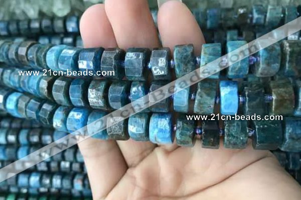 CRB2147 15.5 inches 11mm - 12mm faceted tyre apatite gemstone beads