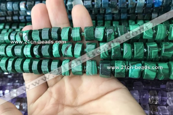 CRB2150 15.5 inches 7mm - 8mm faceted tyre malachite beads