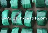 CRB2151 15.5 inches 9mm - 10mm faceted tyre malachite beads