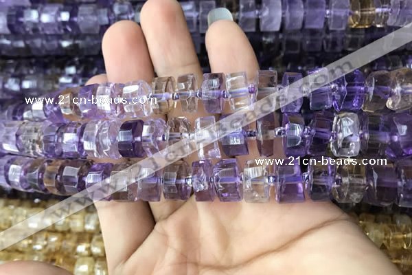 CRB2157 15.5 inches 11mm - 12mm faceted tyre ametrine beads