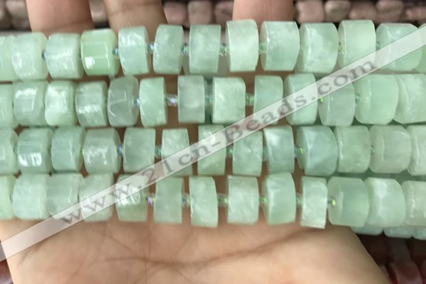 CRB2167 15.5 inches 12mm - 13mm faceted tyre light prehnite beads