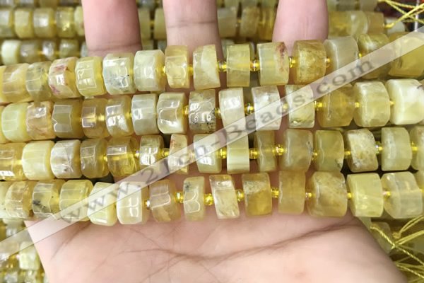 CRB2171 15.5 inches 11mm - 12mm faceted tyre yellow opal beads